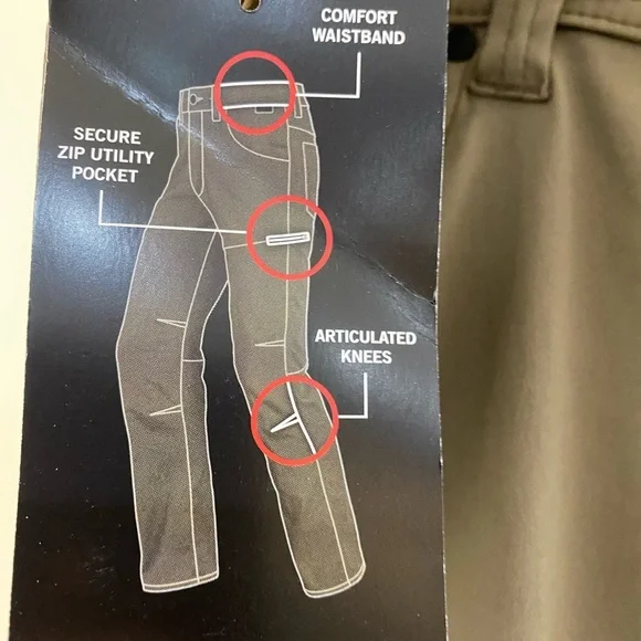 Wrangler Straight Fit Tech Pants Brown Hiking Work Pants NWT multiple sizes - Picture 7 of 10